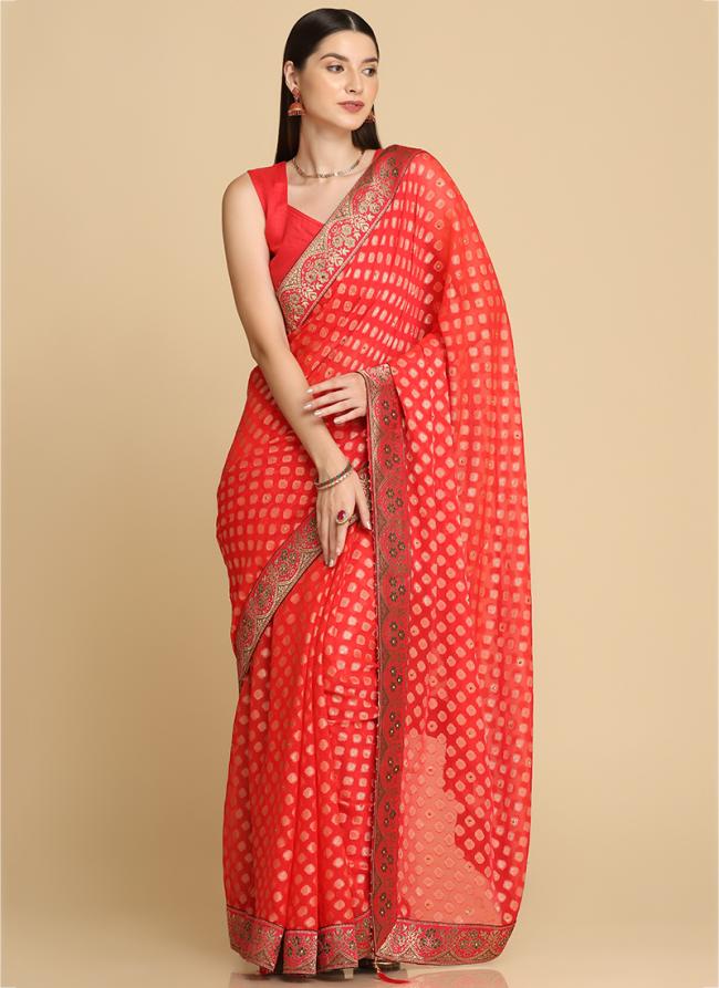 Pink Chiffon Brasso Festival Wear Weaving Saree