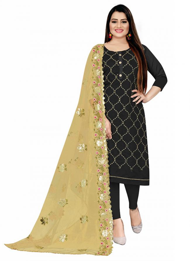 Black Chanderi Casual Wear Heavy multi zari embrodiery Salwar Suit