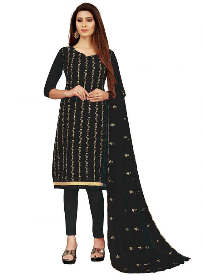 Black Georgette Casual Wear Heavy zari thread embrodiery Salwar Suit