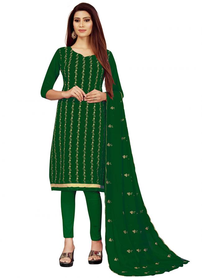 Green Georgette Casual Wear Heavy zari thread embrodiery Salwar Suit