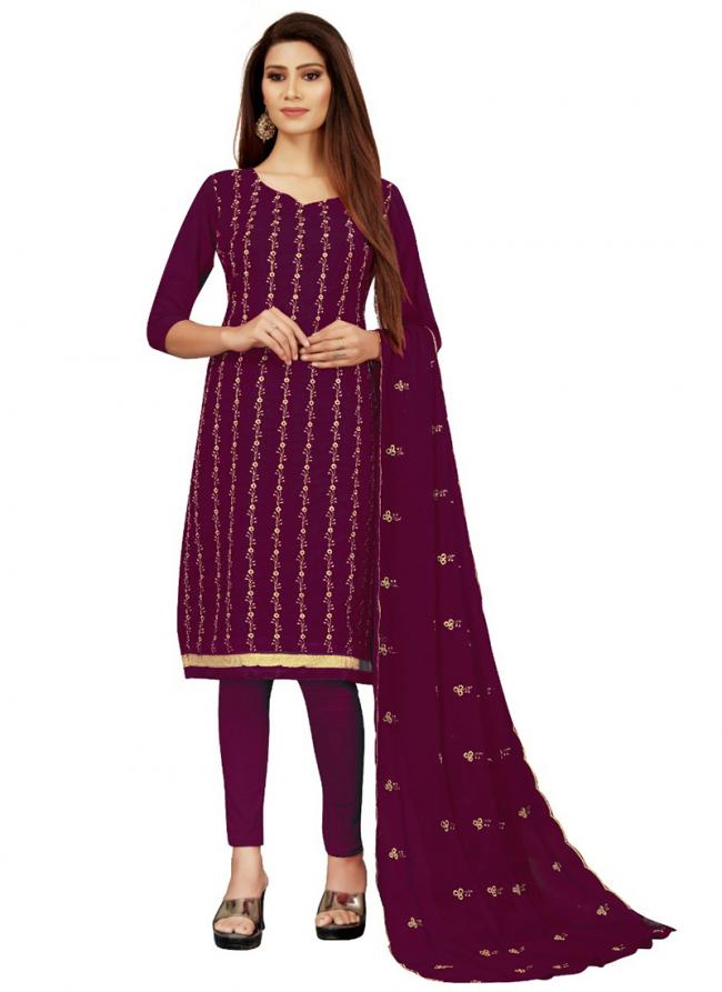 Purple Georgette Casual Wear Heavy zari thread embrodiery Salwar Suit