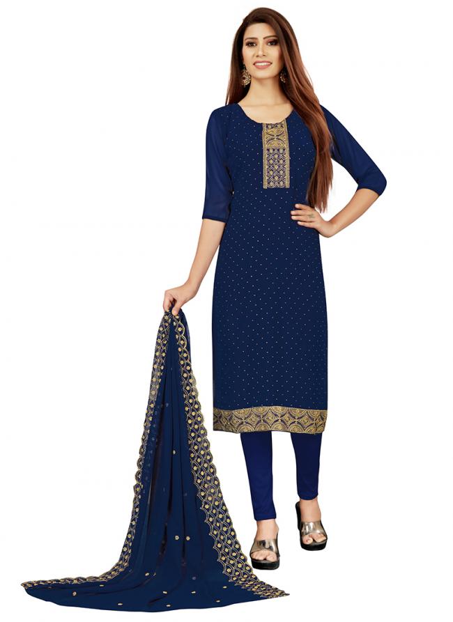 Blue Georgette Casual Wear Heavy zari embrodiery Salwar Suit