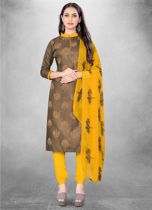 Beige Slub cotton Casual Wear Designer table print Salwar Suit