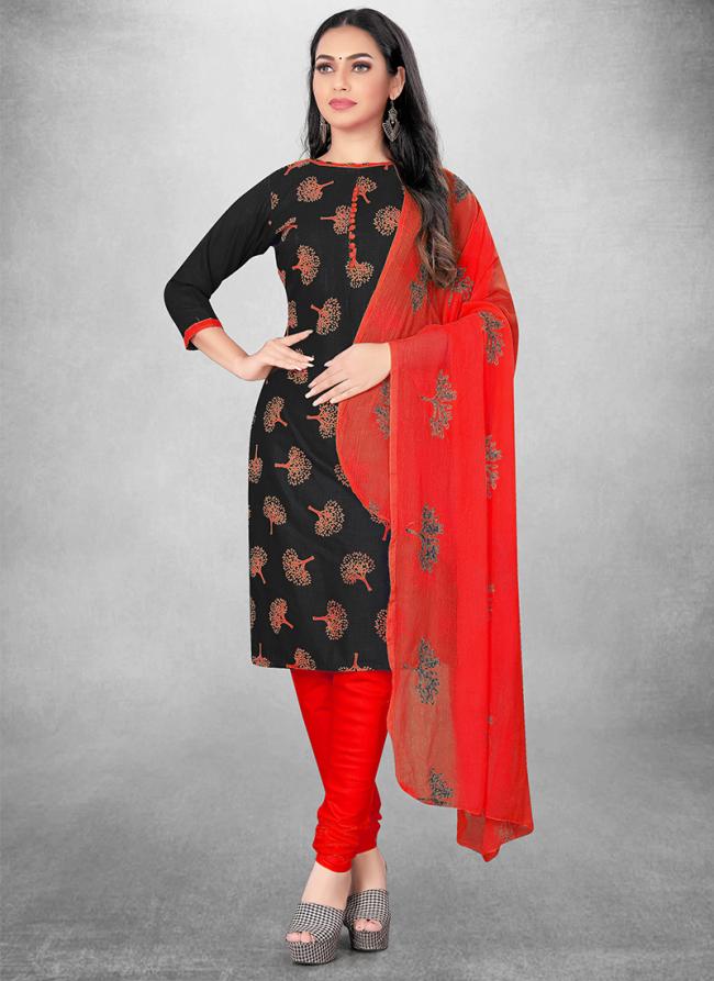 Black Slub cotton Casual Wear Designer table print Salwar Suit