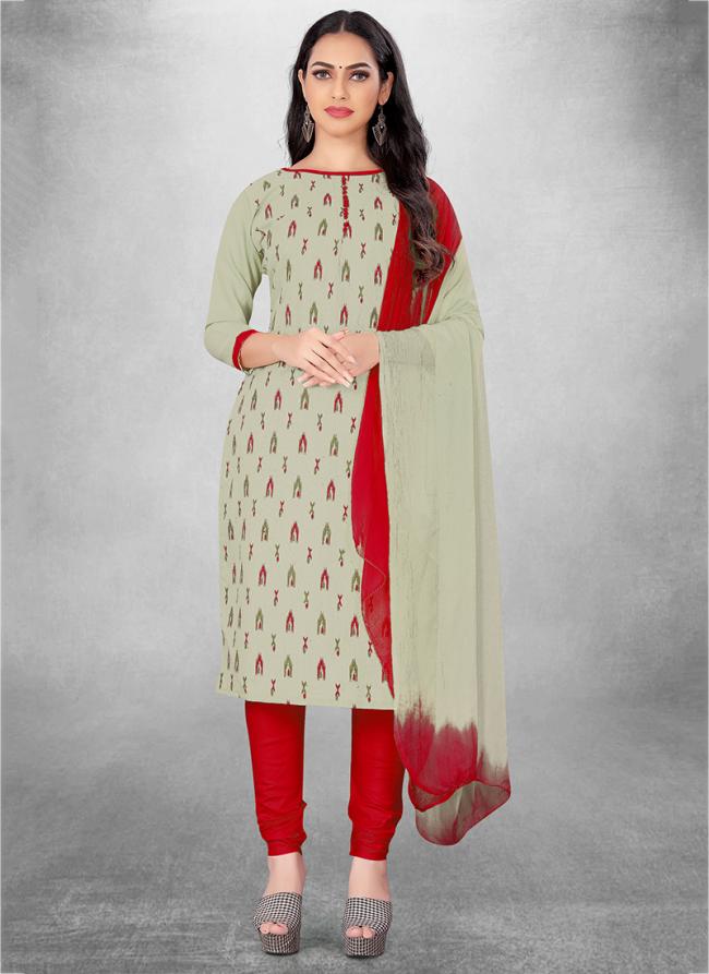 Grey Slub cotton Casual Wear Designer print Salwar Suit
