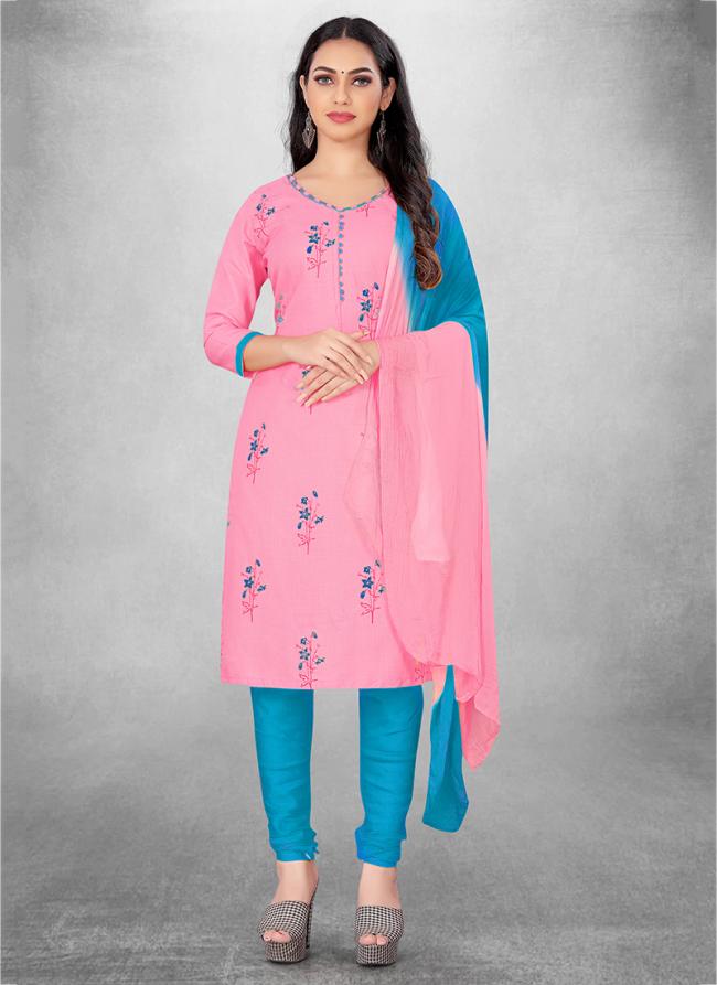 Pink Slub cotton Casual Wear Designer table print Salwar Suit