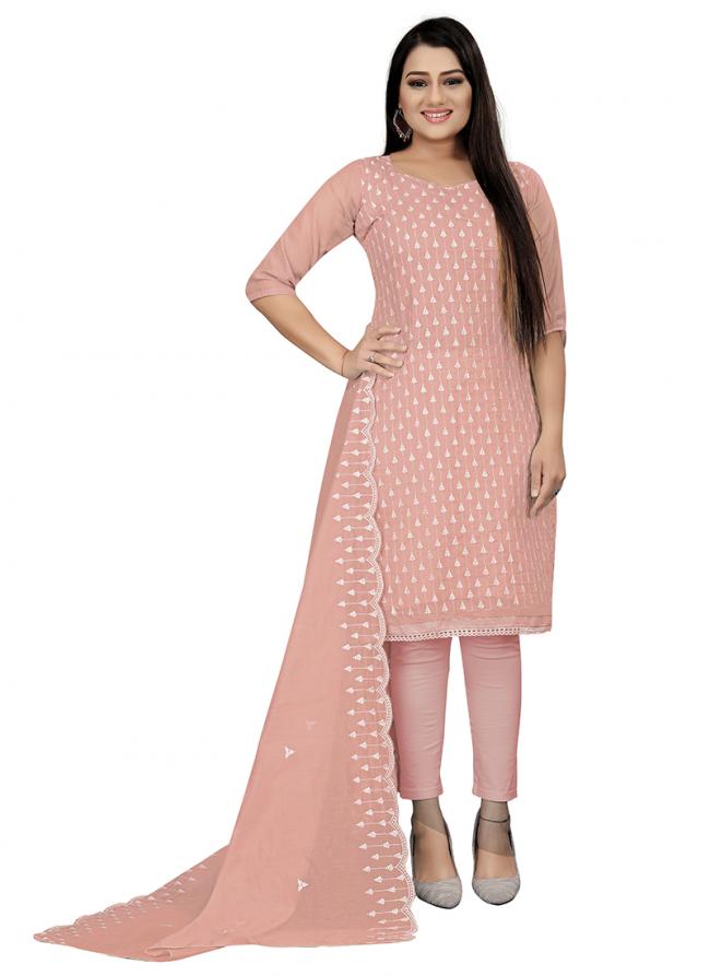 Pink Chanderi cotton Casual Wear Heavy thread embrodiery Salwar Suit