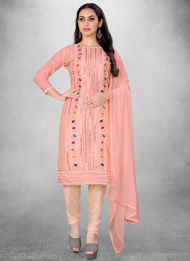 Pink Chanderi cotton Casual Wear Heavy embrodiery Salwar Suit