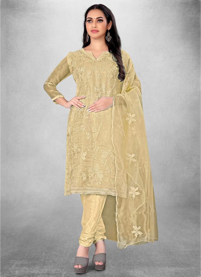 Beige Organja Casual Wear Heavy thread embrodiery Salwar Suit