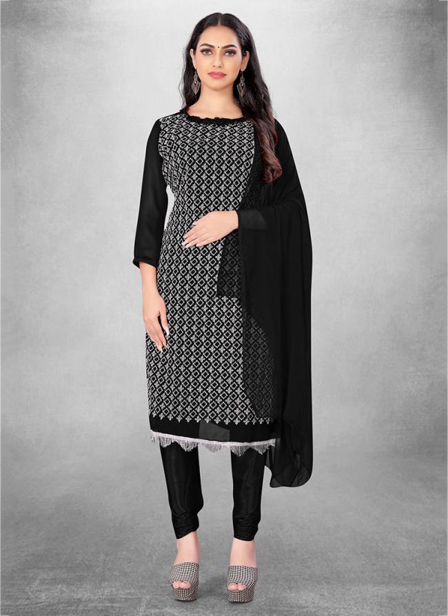 Black Georgette Casual Wear Heavy thread embrodiery Salwar Suit