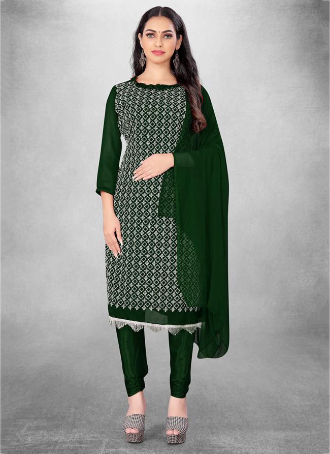 Green Georgette Casual Wear Heavy thread embrodiery Salwar Suit
