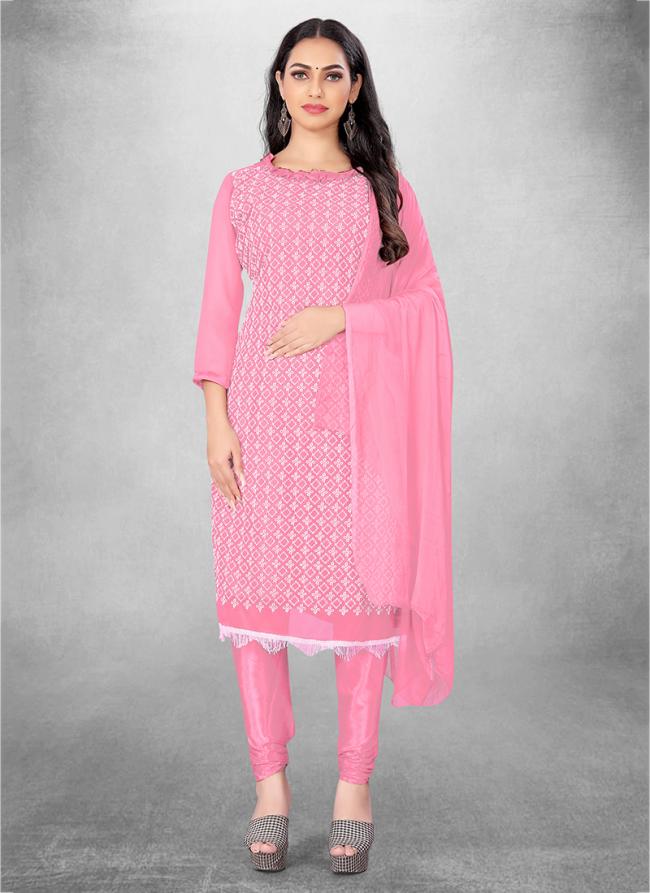 Pink Georgette Casual Wear Heavy thread embrodiery Salwar Suit
