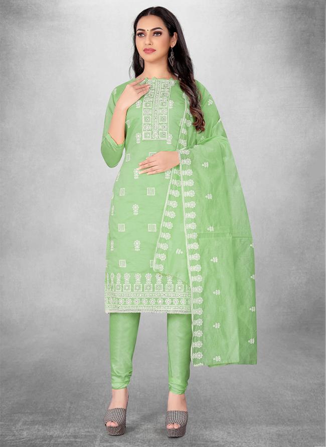 Green Modal chanderi Casual Wear Heavy thread embrodiery Salwar Suit