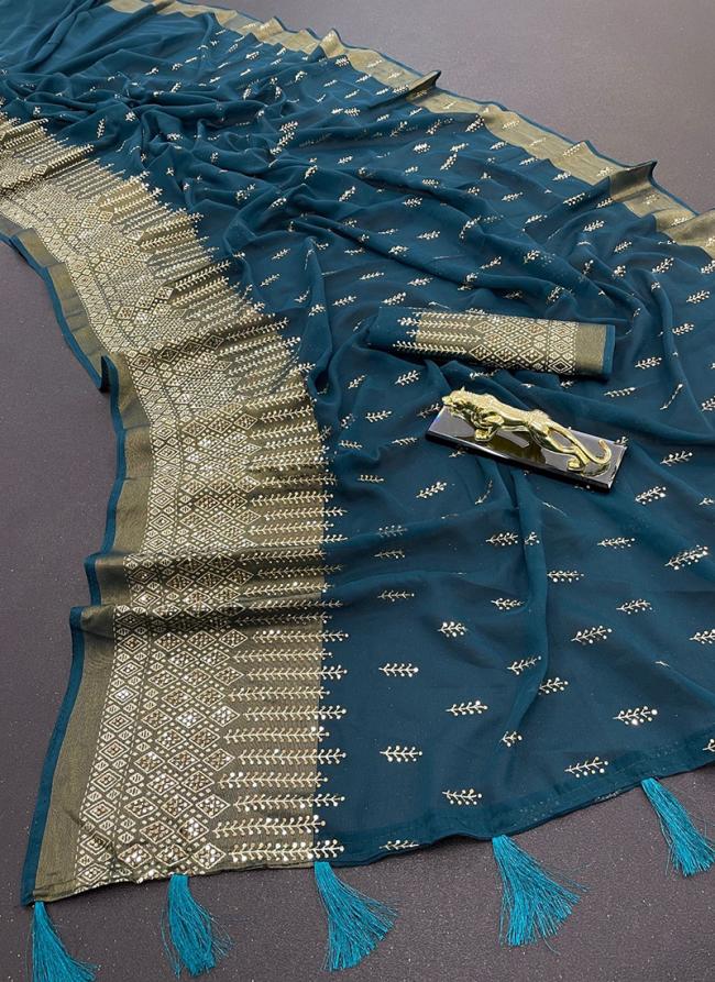 Rama Soft Chiffon Festival Wear Zari Weaving Saree