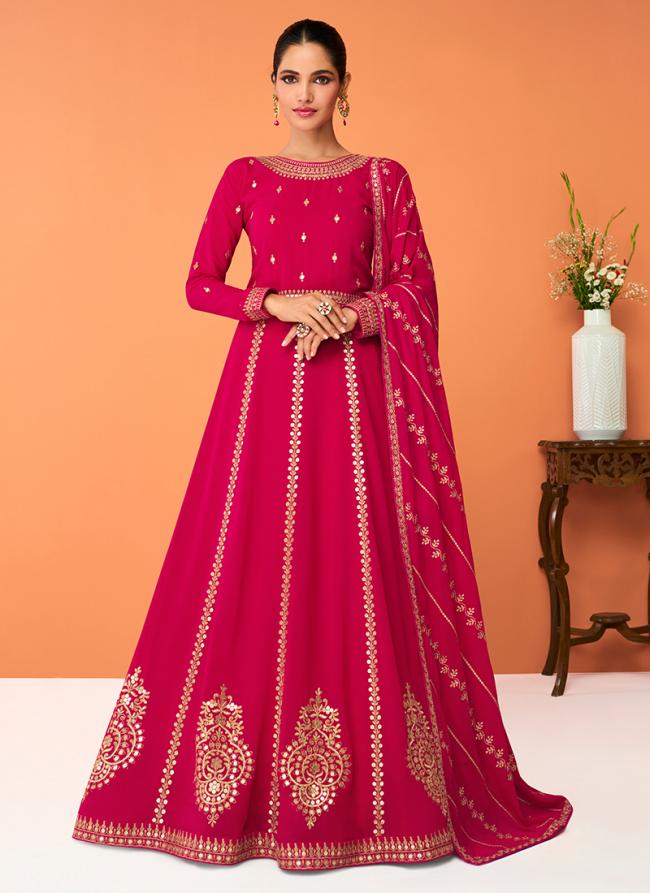 Rani Georgette Wedding Wear Embroidery Work Anarkali Suit