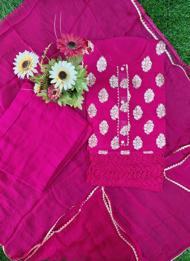Organza Rani Festival Wear Hand Work Dress Material