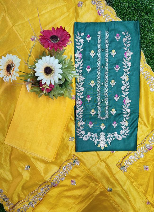 Silk Blue Festival Wear Hand Work Punjabi Dress Materials