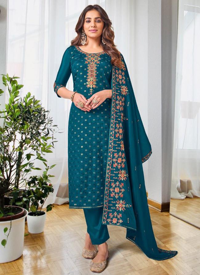 Blue Chinnon Georgette Festival Wear Embroidery Work Salwar Suit