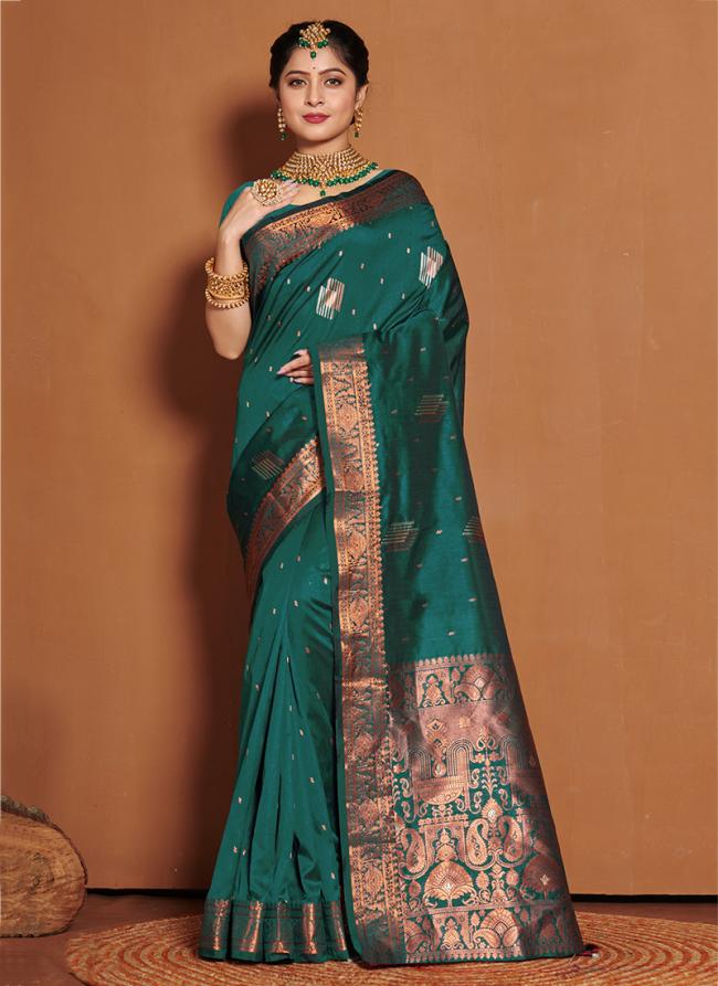 Rama Banarasi Silk Festival Wear Weaving Saree