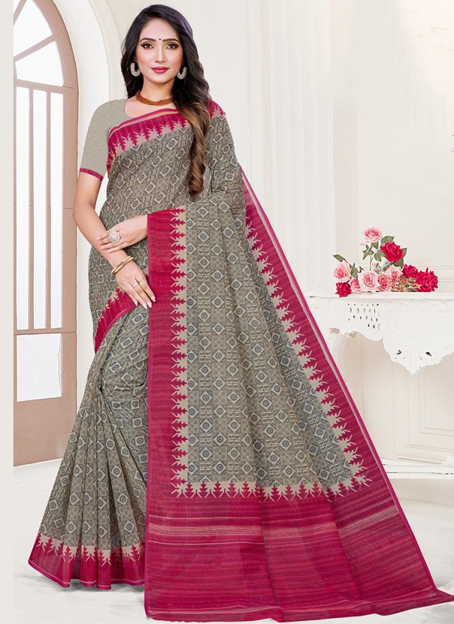 Rani Fancy Cotton Casual Wear Printed Saree