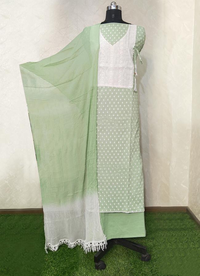 Organza Olive Green Traditional Wear Hand Work Punjabi Dress Materials