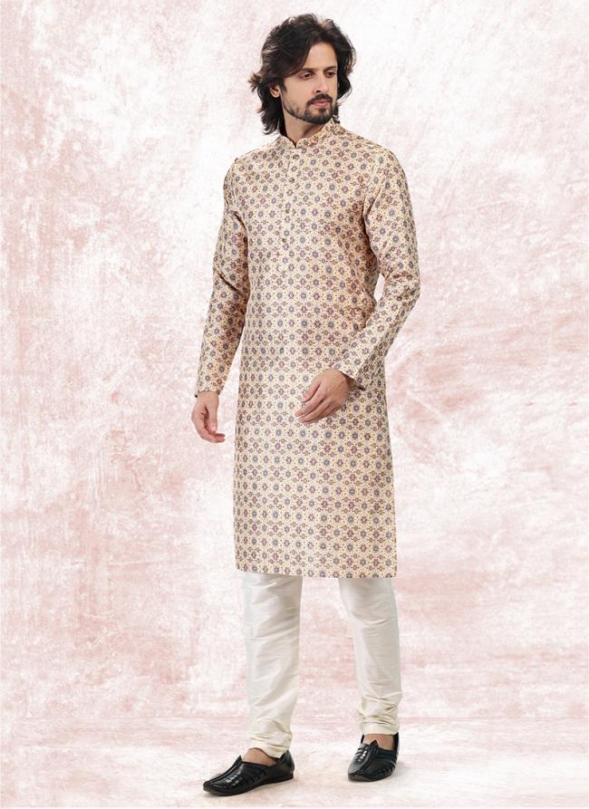 Yellow Banarasi Silk Festival Wear Jacquard Kurta Pajama