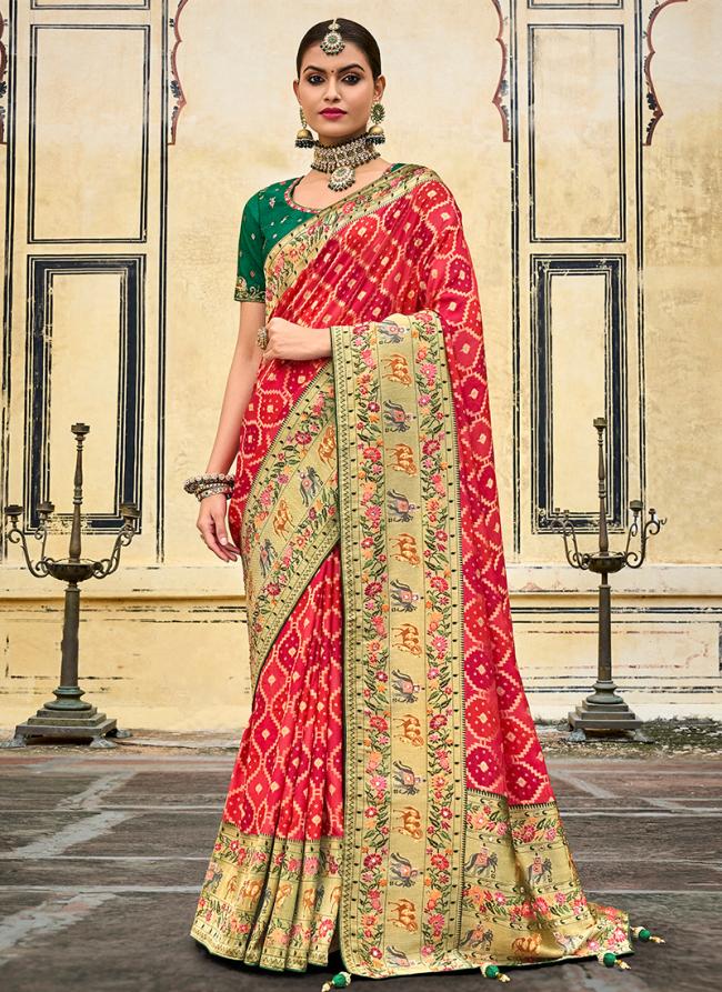 Red Pure Dola Reception Wear Hand Work Saree