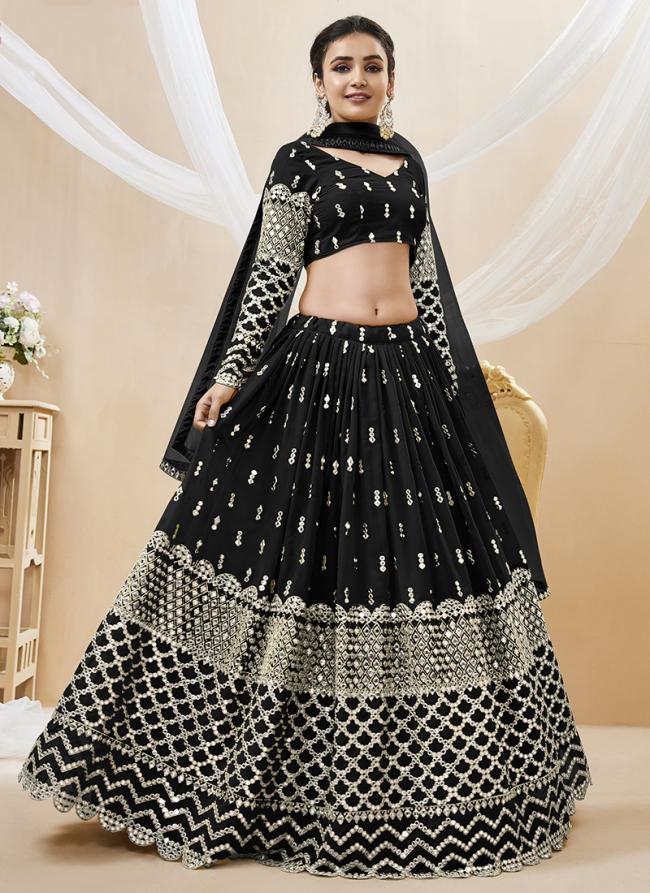 Black Georgette Party Wear Embroidery Work Lehenga Choli