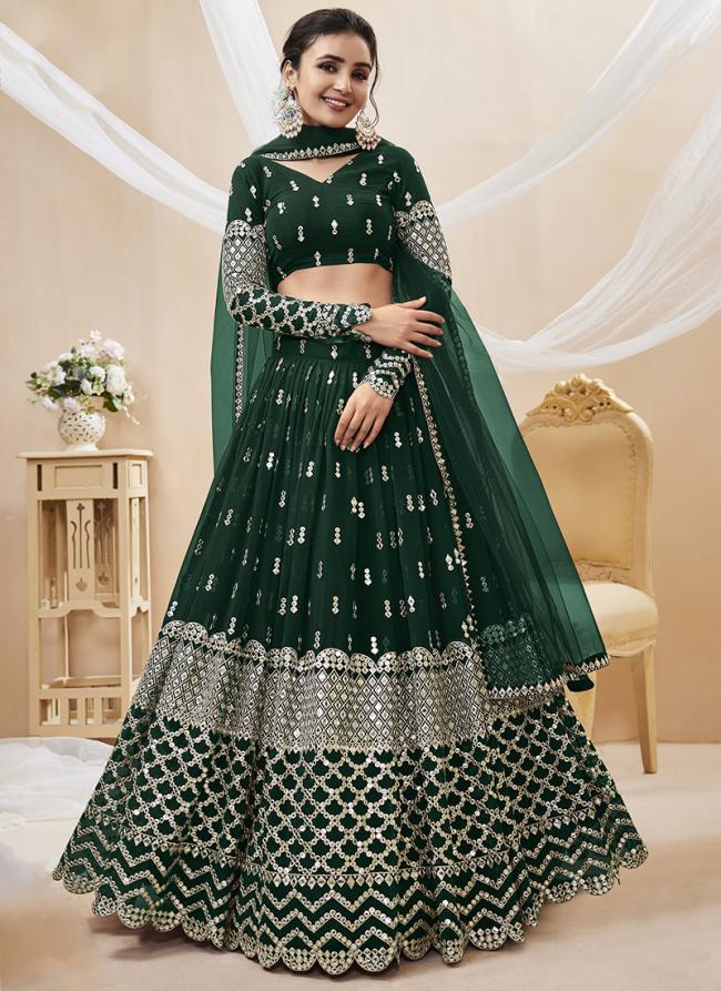 Green Georgette Party Wear Embroidery Work Lehenga Choli