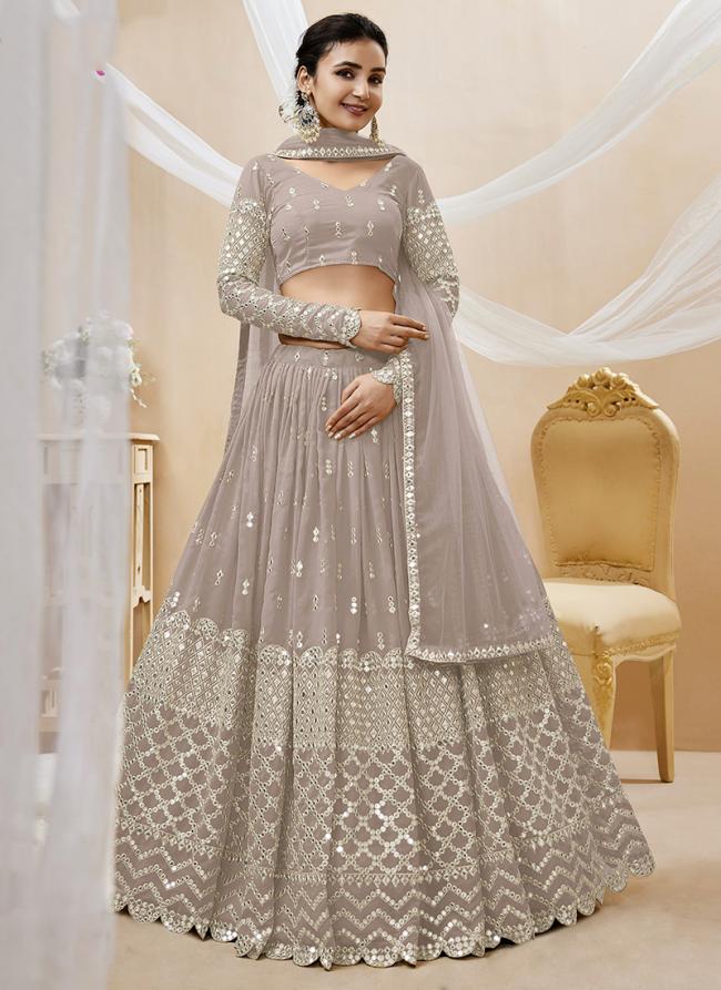 Grey Georgette Party Wear Embroidery Work Lehenga Choli