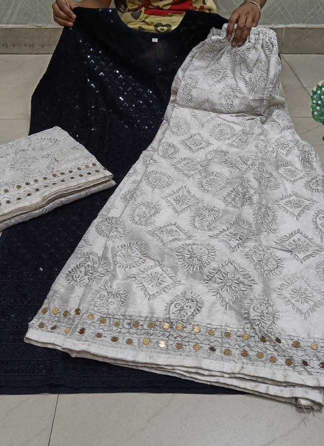 White Pure Cotton Traditional Wear Sequins Work Phulkari Suit