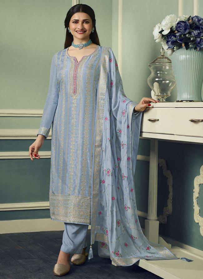 Blue Pure Viscose Traditional Wear Embroidery Work Salwar Suit