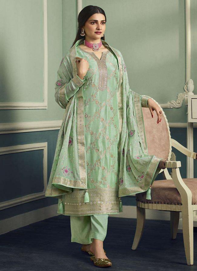 Pista Green Pure Viscose Traditional Wear Embroidery Work Salwar Suit