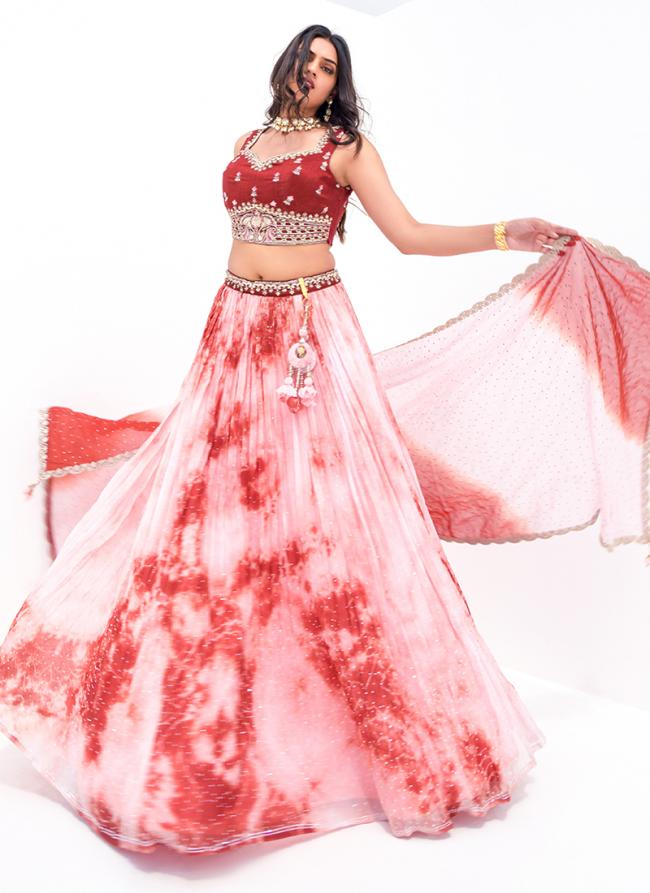 Pink Pure Viscose Wedding Wear Embroidery Work Lehenga Choli