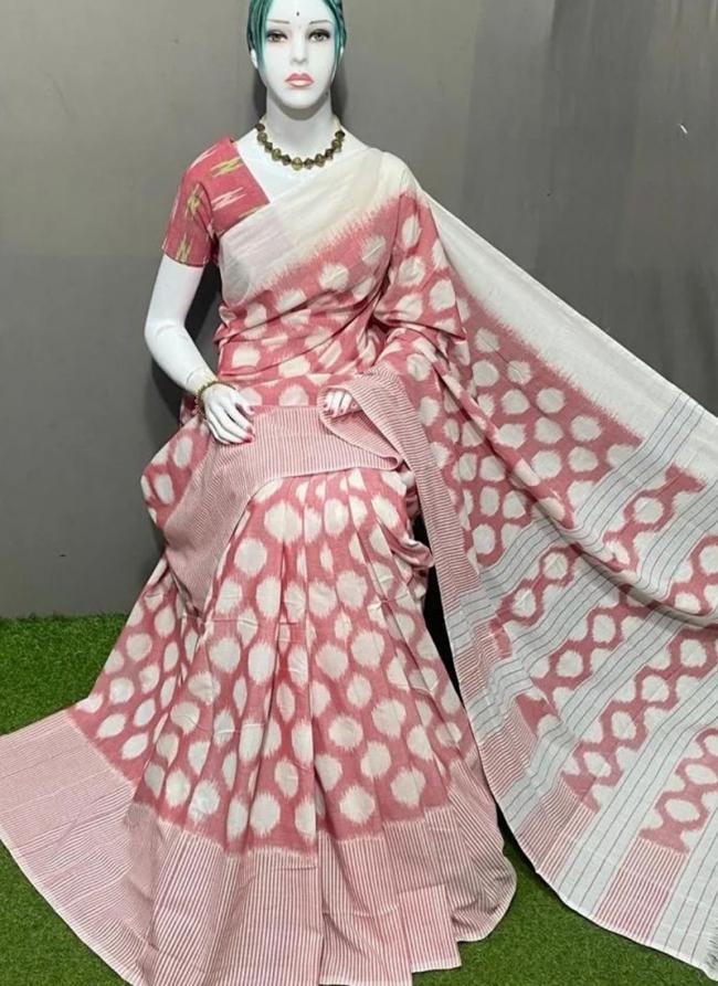 Pink Linen Daily Wear Digital Printed Saree