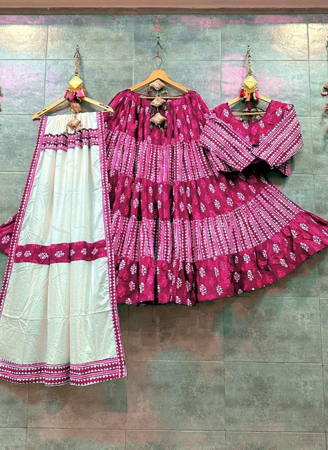 Rani Pure Cotton Festival Wear Printed Work Ready To Wear Lehenga Choli