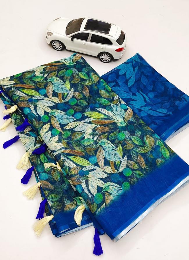 Multi Colour Linen Regular Wear Digital Printed Saree