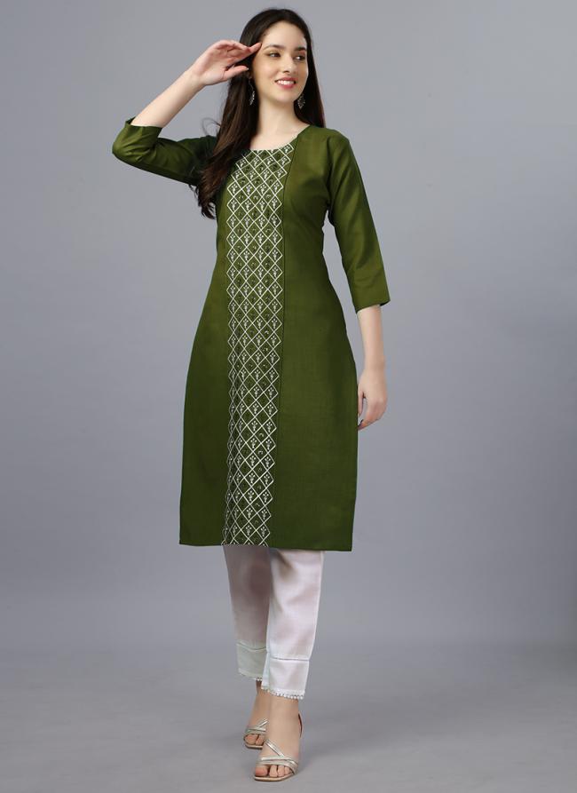 Mahendi Cotton Daily Wear Embroidery Work Kurti