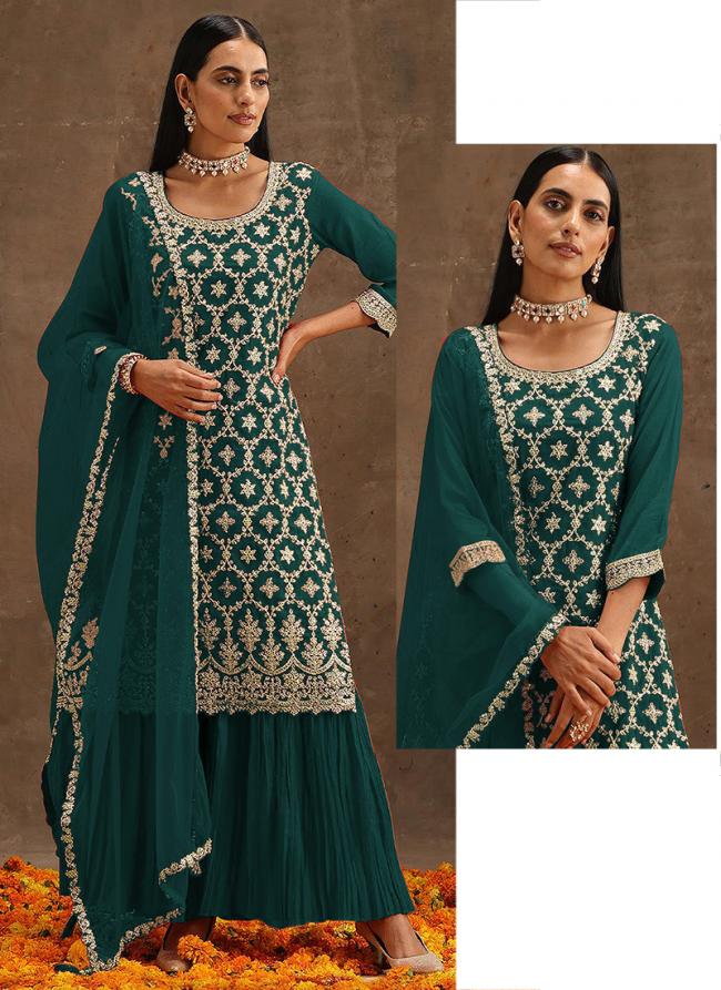 Rama Georgette Festival Wear Embroidery Work Palazzo Suit