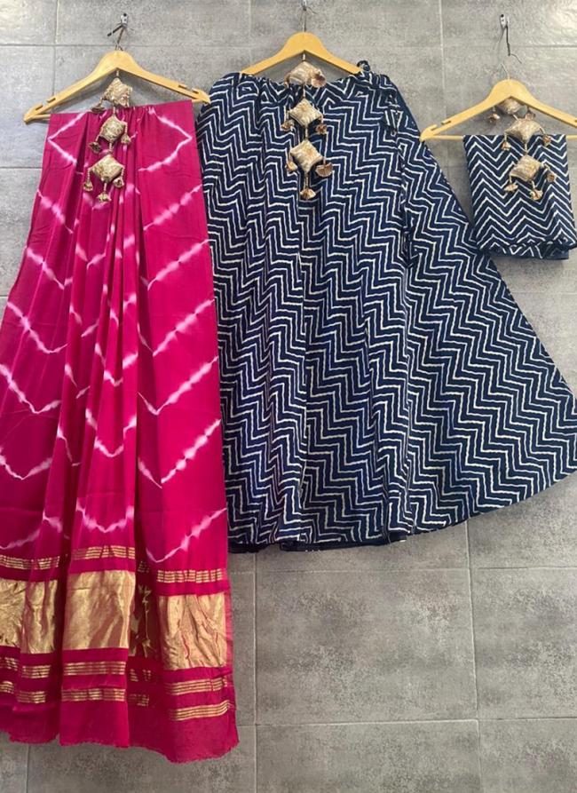 Blue Pink Modal Silk Festival Wear Printed Work Lehenga Choli