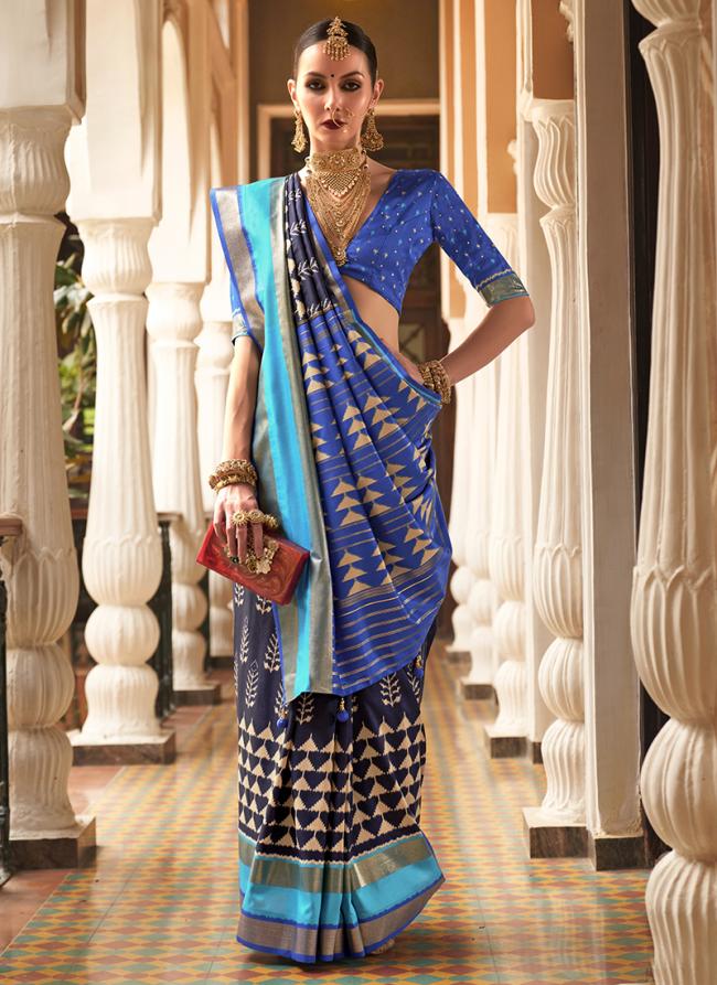 Blue Pure Silk Traditional Wear Weaving Saree