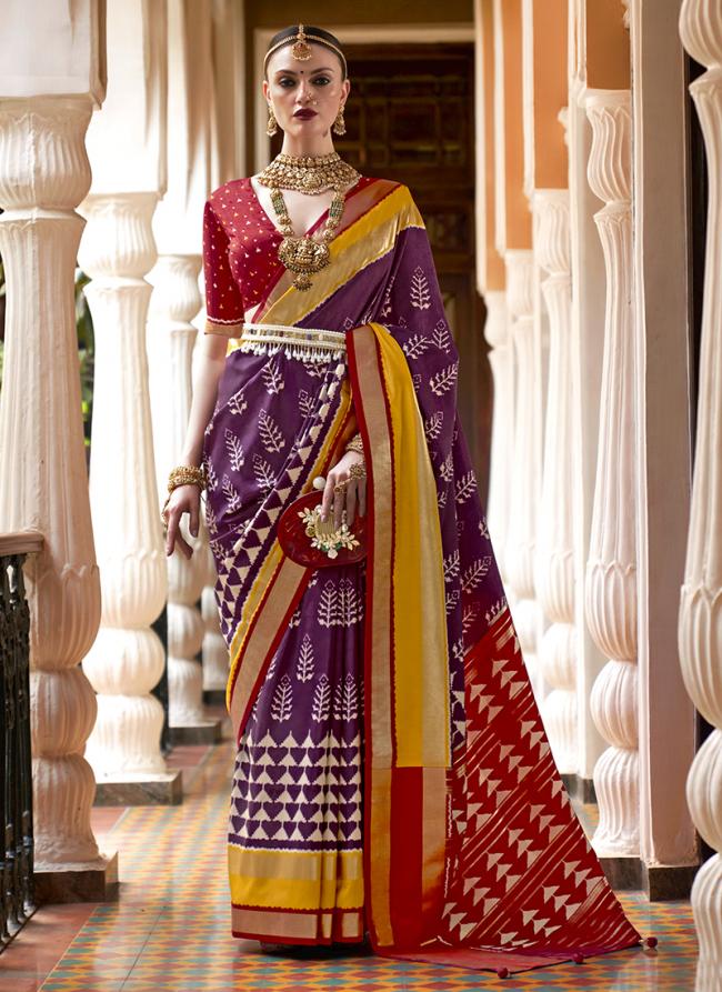 Wine Pure Silk Traditional Wear Weaving Saree