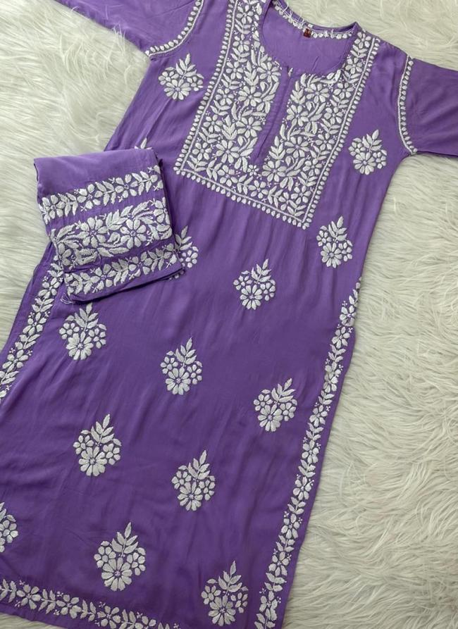 Purple Modal Festival Wear Lucknowi Kurti With Palazzo