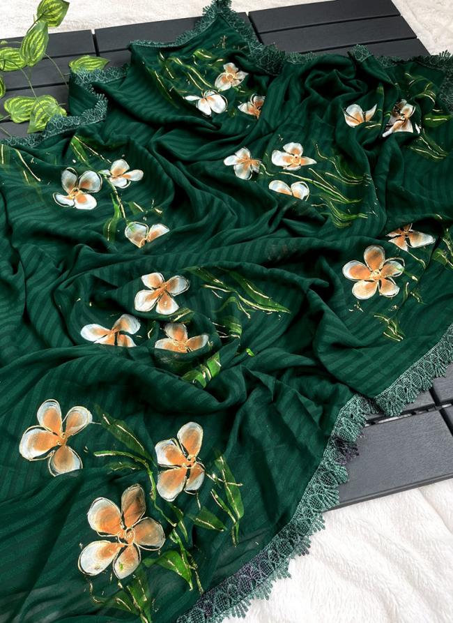 Green Silk Festival Wear Printed Work Saree