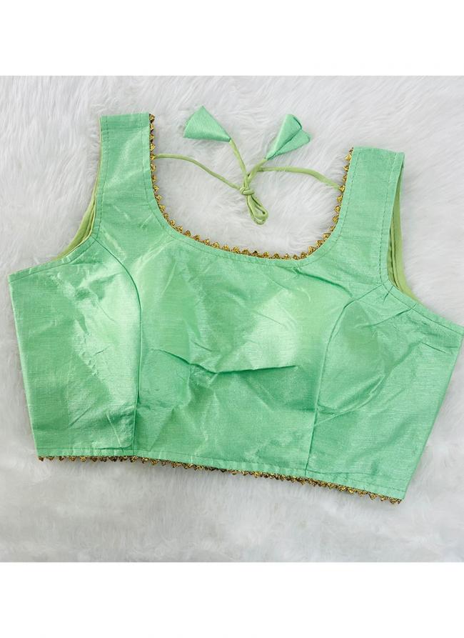 Pista Green Phantom Silk Casual Wear Lace Work Blouse