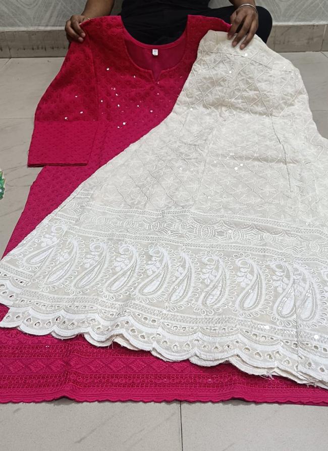 Rani Cambric Cotton Festival Wear Chikankari Kurti With Sharara