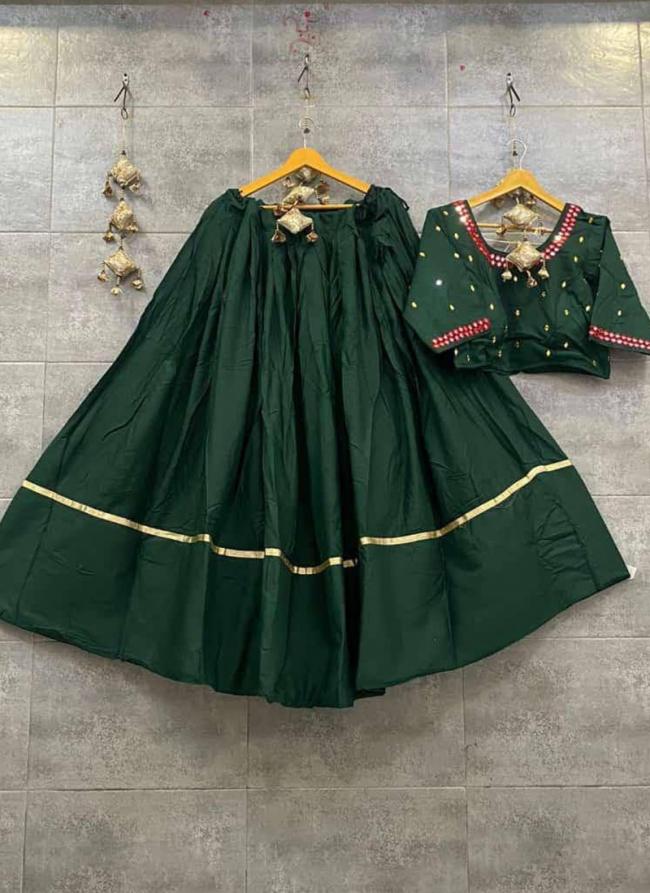 Green Rayon Navratri Wear Hand Work Skirt With Blouse