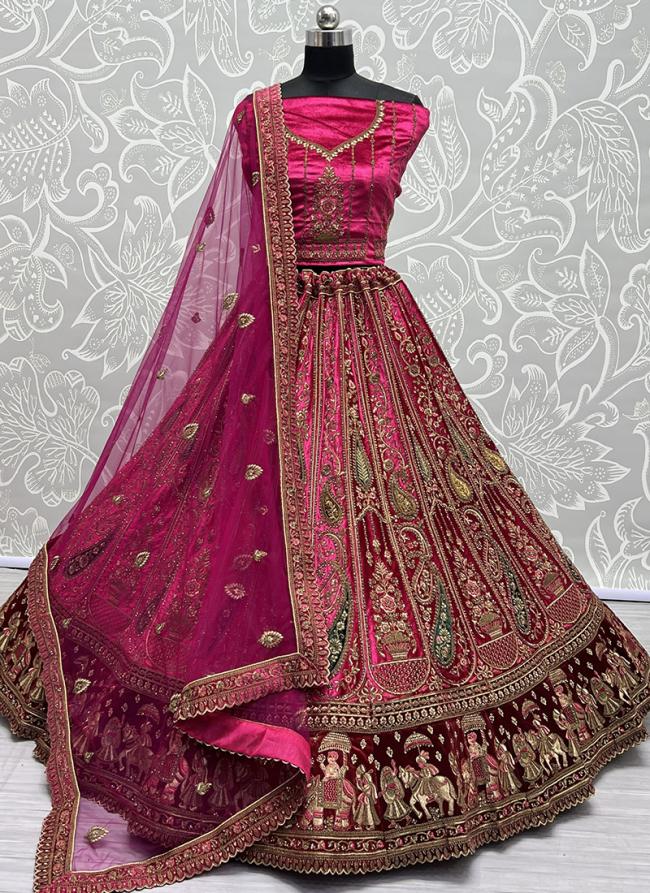 Rani Velvet Wedding Wear Dori Work Lehenga Choli