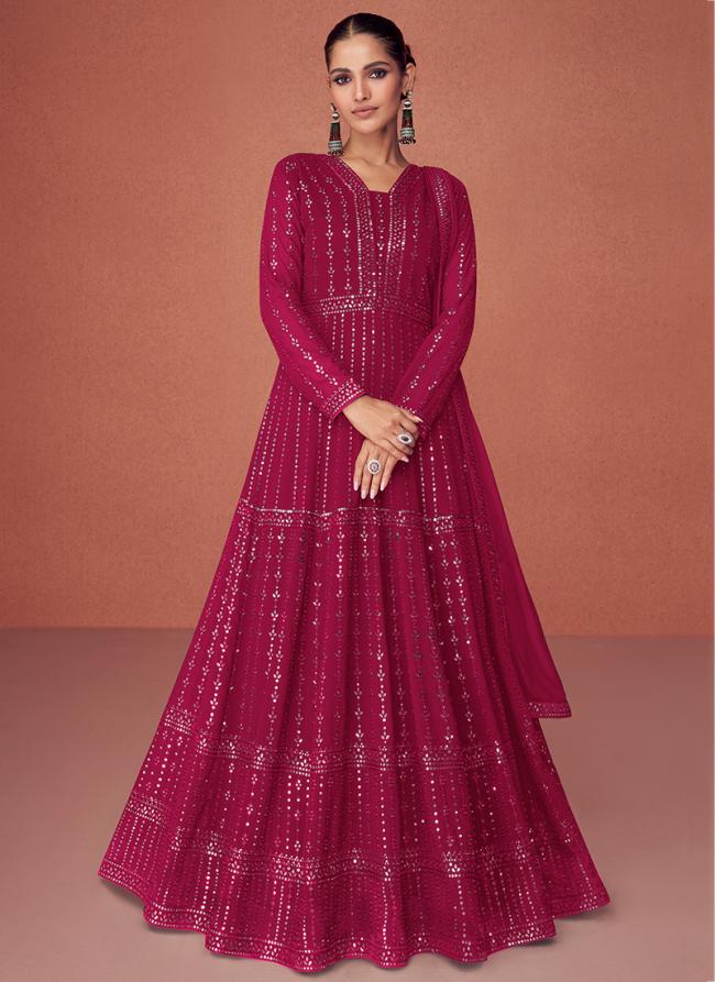 Rani Georgette Traditional Wear Embroidery Work Anarkali Suit