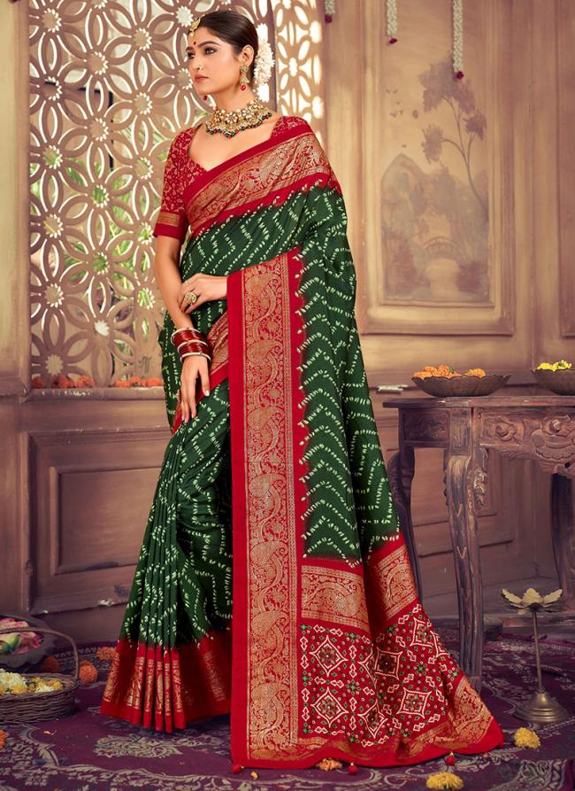 Green Dola Silk Festival Wear Printed Saree